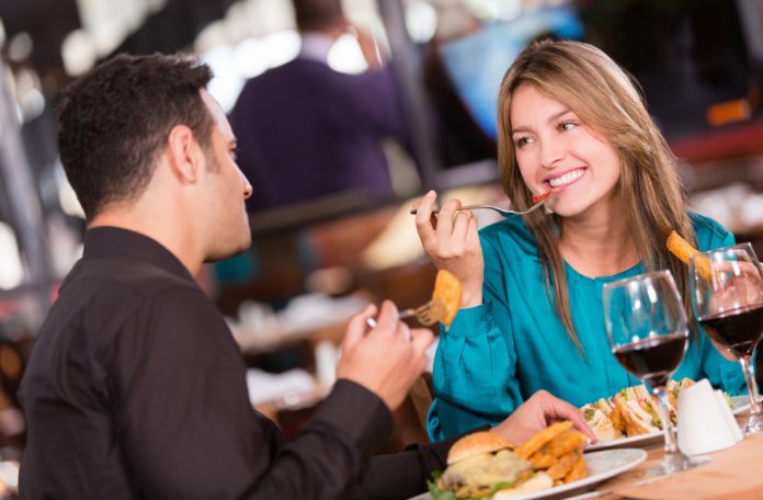 Friends eating at a restaurant